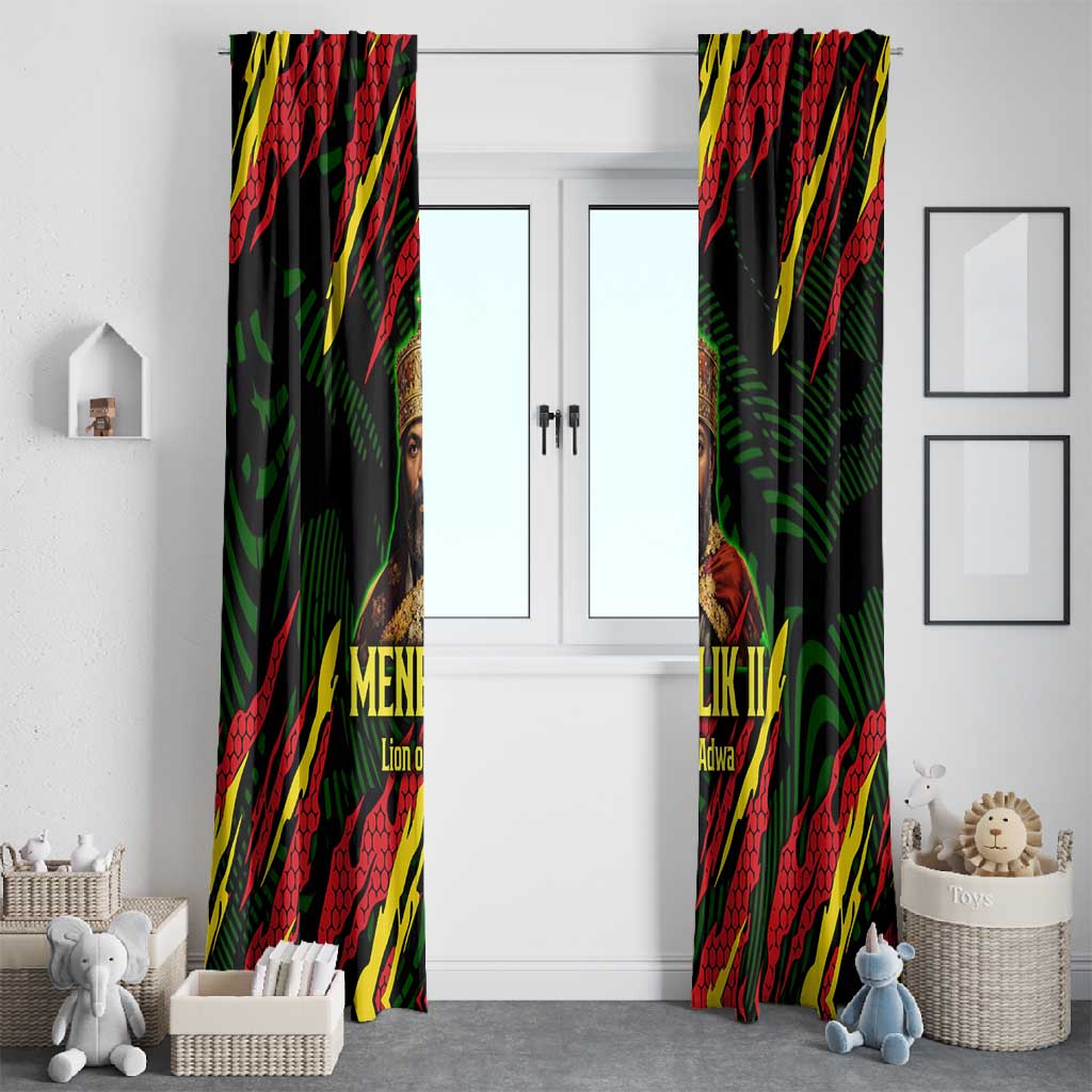Menelik II Window Curtain with Lion of Adwa Title, Battle of Adwa 1896 Graphic and Bold Pan-African - Wonder Print Shop