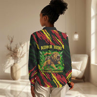 Menelik II Women Casual Shirt with Lion of Adwa Title, Battle of Adwa 1896 Graphic and Bold Pan-African - Wonder Print Shop