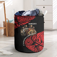 Menelik II Laundry Basket with Adwa Victory Map, Africa Defeated an Empire Text and Red Geometric - Wonder Print Shop