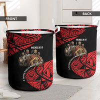 Menelik II Laundry Basket with Adwa Victory Map, Africa Defeated an Empire Text and Red Geometric - Wonder Print Shop