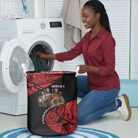 Menelik II Laundry Basket with Adwa Victory Map, Africa Defeated an Empire Text and Red Geometric - Wonder Print Shop