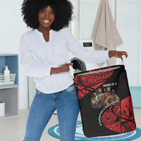Menelik II Laundry Basket with Adwa Victory Map, Africa Defeated an Empire Text and Red Geometric - Wonder Print Shop
