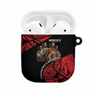 Menelik II AirPods Case with Adwa Victory Map, Africa Defeated an Empire Text and Red Geometric - Wonder Print Shop