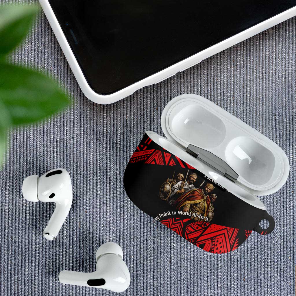 Menelik II AirPods Case with Adwa Victory Map, Africa Defeated an Empire Text and Red Geometric - Wonder Print Shop