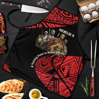 Menelik II Apron with Adwa Victory Map, Africa Defeated an Empire Text and Red Geometric - Wonder Print Shop