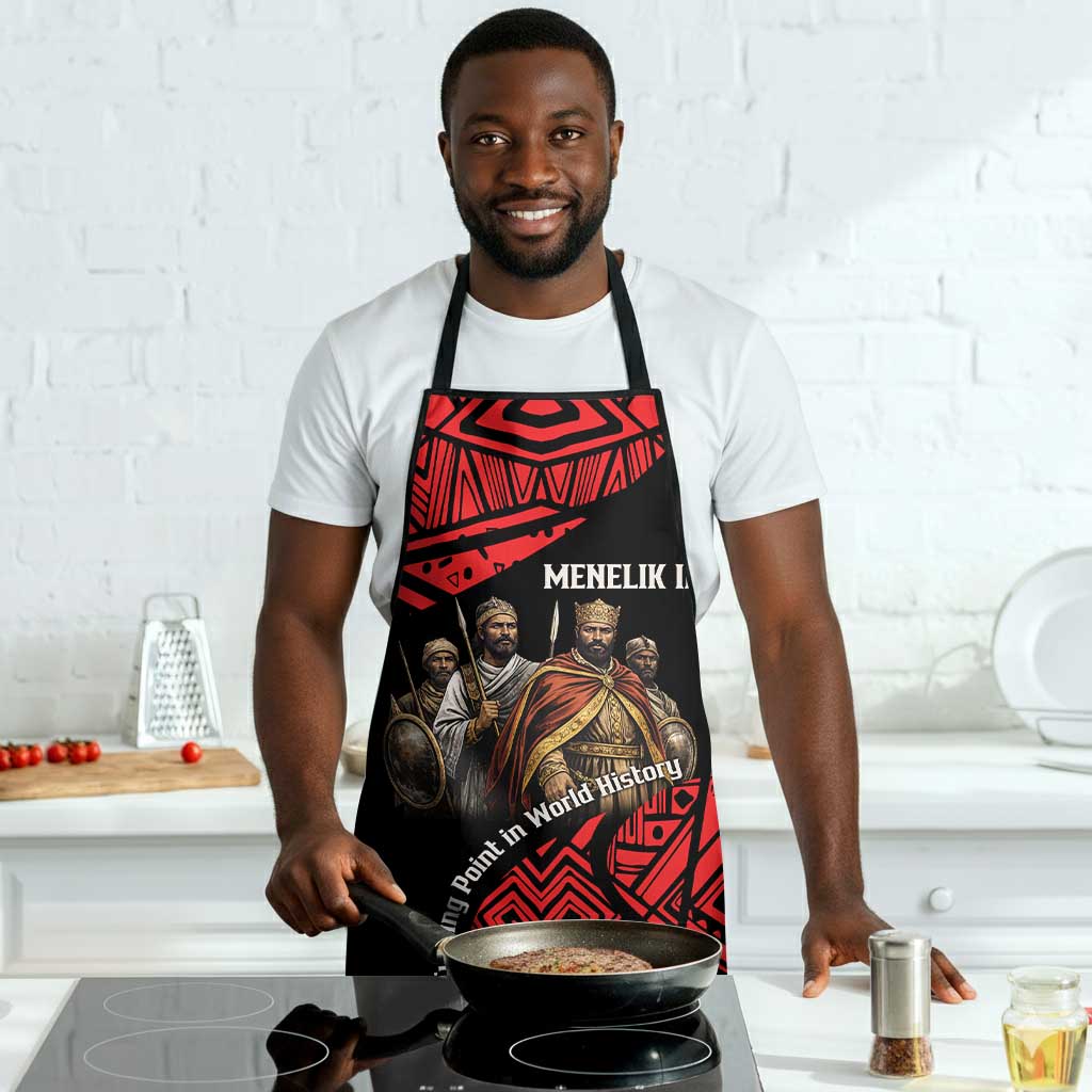 Menelik II Apron with Adwa Victory Map, Africa Defeated an Empire Text and Red Geometric - Wonder Print Shop
