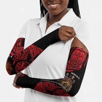 Menelik II Arm Sleeves with Adwa Victory Map, Africa Defeated an Empire Text and Red Geometric - Wonder Print Shop