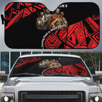 Menelik II Auto Sun Shade with Adwa Victory Map, Africa Defeated an Empire Text and Red Geometric - Wonder Print Shop