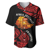 Menelik II Baseball Jersey with Adwa Victory Map, Africa Defeated an Empire Text and Red Geometric - Wonder Print Shop