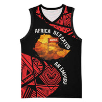 Menelik II Basketball Jersey with Adwa Victory Map, Africa Defeated an Empire Text and Red Geometric - Wonder Print Shop