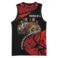 Menelik II Basketball Jersey with Adwa Victory Map, Africa Defeated an Empire Text and Red Geometric - Wonder Print Shop