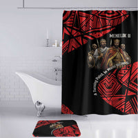 Menelik II Bathroom Set with Adwa Victory Map, Africa Defeated an Empire Text and Red Geometric - Wonder Print Shop