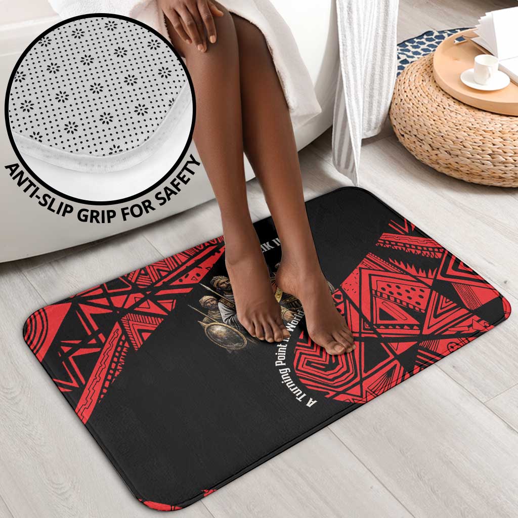Menelik II Bathroom Set with Adwa Victory Map, Africa Defeated an Empire Text and Red Geometric - Wonder Print Shop