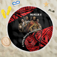 Menelik II Beach Blanket with Adwa Victory Map, Africa Defeated an Empire Text and Red Geometric - Wonder Print Shop
