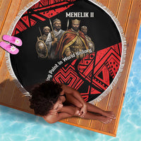 Menelik II Beach Blanket with Adwa Victory Map, Africa Defeated an Empire Text and Red Geometric - Wonder Print Shop