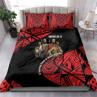 Menelik II Bedding Set with Adwa Victory Map, Africa Defeated an Empire Text and Red Geometric - Wonder Print Shop