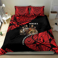 Menelik II Bedding Set with Adwa Victory Map, Africa Defeated an Empire Text and Red Geometric - Wonder Print Shop