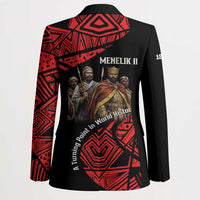 Menelik II Blazer with Adwa Victory Map, Africa Defeated an Empire Text and Red Geometric - Wonder Print Shop