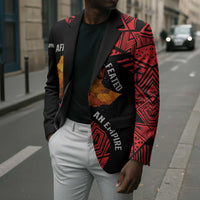 Menelik II Blazer with Adwa Victory Map, Africa Defeated an Empire Text and Red Geometric - Wonder Print Shop