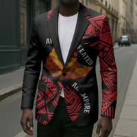 Menelik II Blazer with Adwa Victory Map, Africa Defeated an Empire Text and Red Geometric - Wonder Print Shop