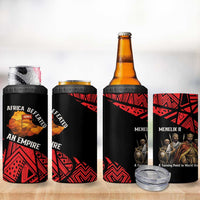 Menelik II 4 in 1 Can Cooler Tumbler with Adwa Victory Map, Africa Defeated an Empire Text and Red Geometric - Wonder Print Shop