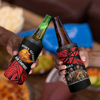 Menelik II 4 in 1 Can Cooler Tumbler with Adwa Victory Map, Africa Defeated an Empire Text and Red Geometric - Wonder Print Shop