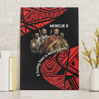 Menelik II Canvas Wall Art with Adwa Victory Map, Africa Defeated an Empire Text and Red Geometric - Wonder Print Shop