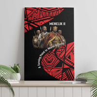 Menelik II Canvas Wall Art with Adwa Victory Map, Africa Defeated an Empire Text and Red Geometric - Wonder Print Shop