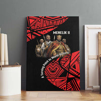 Menelik II Canvas Wall Art with Adwa Victory Map, Africa Defeated an Empire Text and Red Geometric - Wonder Print Shop