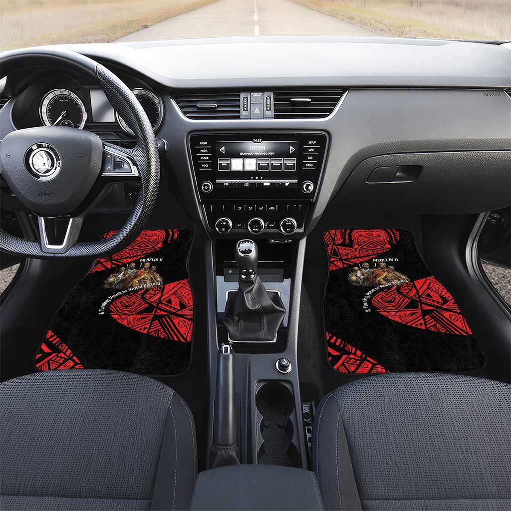 Menelik II Car Mats with Adwa Victory Map, Africa Defeated an Empire Text and Red Geometric - Wonder Print Shop