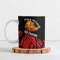 Menelik II Ceramic Mug with Adwa Victory Map, Africa Defeated an Empire Text and Red Geometric - Wonder Print Shop