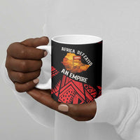 Menelik II Ceramic Mug with Adwa Victory Map, Africa Defeated an Empire Text and Red Geometric - Wonder Print Shop