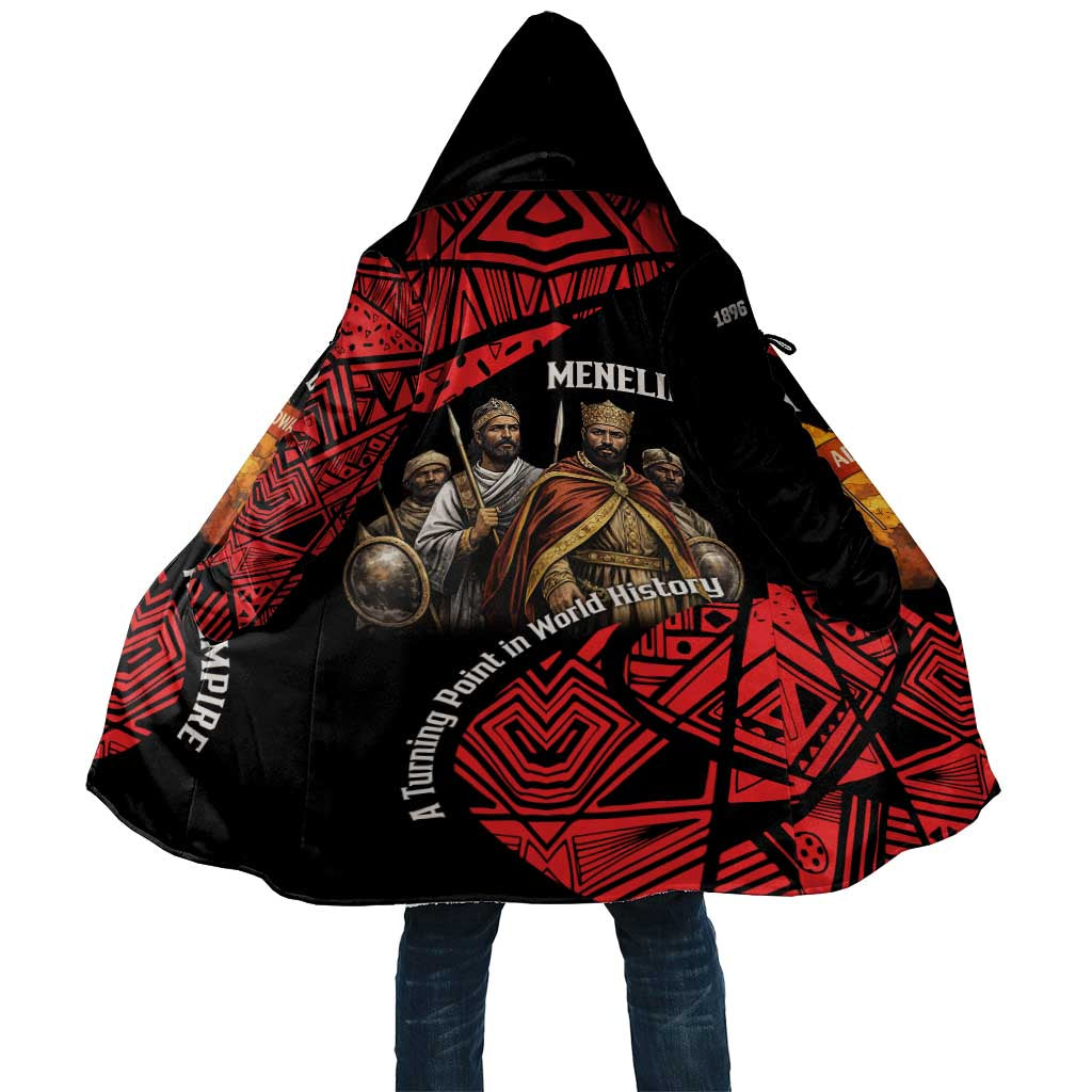 Menelik II Cloak with Adwa Victory Map, Africa Defeated an Empire Text and Red Geometric - Wonder Print Shop