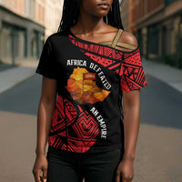 Menelik II Cross Shoulder Shirt with Adwa Victory Map, Africa Defeated an Empire Text and Red Geometric - Wonder Print Shop