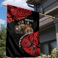 Menelik II Garden Flag with Adwa Victory Map, Africa Defeated an Empire Text and Red Geometric - Wonder Print Shop