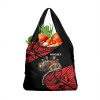 Menelik II Grocery Bag with Adwa Victory Map, Africa Defeated an Empire Text and Red Geometric - Wonder Print Shop