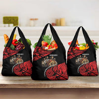 Menelik II Grocery Bag with Adwa Victory Map, Africa Defeated an Empire Text and Red Geometric - Wonder Print Shop