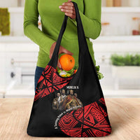 Menelik II Grocery Bag with Adwa Victory Map, Africa Defeated an Empire Text and Red Geometric - Wonder Print Shop
