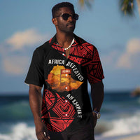 Menelik II Hawaiian Shirt with Adwa Victory Map, Africa Defeated an Empire Text and Red Geometric - Wonder Print Shop