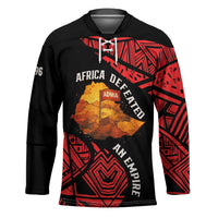 Menelik II Hockey Jersey with Adwa Victory Map, Africa Defeated an Empire Text and Red Geometric - Wonder Print Shop