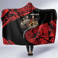 Menelik II Hooded Blanket with Adwa Victory Map, Africa Defeated an Empire Text and Red Geometric - Wonder Print Shop