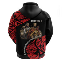 Menelik II Hoodie with Adwa Victory Map, Africa Defeated an Empire Text and Red Geometric - Wonder Print Shop