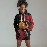 Menelik II Hoodie Dress with Adwa Victory Map, Africa Defeated an Empire Text and Red Geometric - Wonder Print Shop