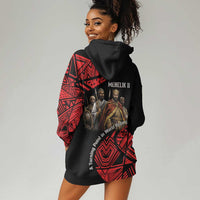 Menelik II Hoodie Dress with Adwa Victory Map, Africa Defeated an Empire Text and Red Geometric - Wonder Print Shop