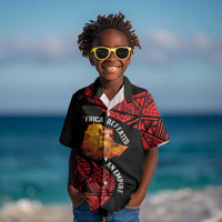 Menelik II Kid Hawaiian Shirt with Adwa Victory Map, Africa Defeated an Empire Text and Red Geometric - Wonder Print Shop