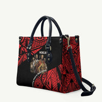 Menelik II Leather Bag with Adwa Victory Map, Africa Defeated an Empire Text and Red Geometric - Wonder Print Shop