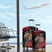Menelik II Luggage Cover with Adwa Victory Map, Africa Defeated an Empire Text and Red Geometric - Wonder Print Shop