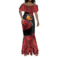 Menelik II Mermaid Dress with Adwa Victory Map, Africa Defeated an Empire Text and Red Geometric - Wonder Print Shop