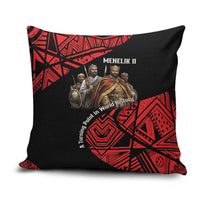 Menelik II Pillow Cover with Adwa Victory Map, Africa Defeated an Empire Text and Red Geometric - Wonder Print Shop