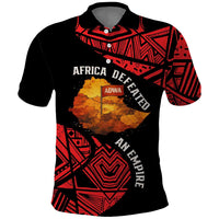 Menelik II Polo Shirt with Adwa Victory Map, Africa Defeated an Empire Text and Red Geometric - Wonder Print Shop